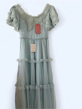 Ivy City Ruffle Tiered Maxi Dress in Light Blue